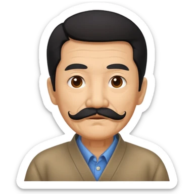 Old Chinese man with full mustache sticker