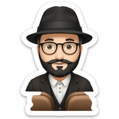 rabbi with a black hat, glasses, and blackish beard on airplane  sticker