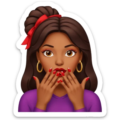 Big lips long nails bestie circle head biting her 1 nail sticker