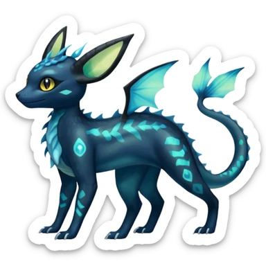 Scaley Scary Iridescent Luminescent Umbreon-Amaura-Vaporeon-Salandit-Fakémon-fusion (full body) sticker
