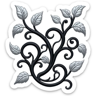 Black and silver filigree vine design, 3D, extremely detailed design sticker
