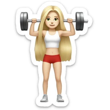 Pale girl with long blondehair lifting weights sticker