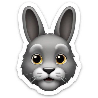 Lapin tête de lion noir et gris sticker