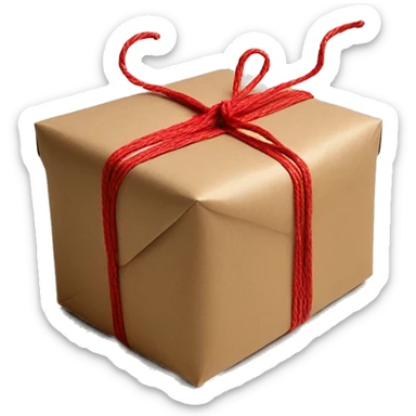 Gift with kraft wrapping paper tied with red twine sticker