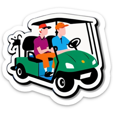 Two drunk in a golf cart ￼ sticker