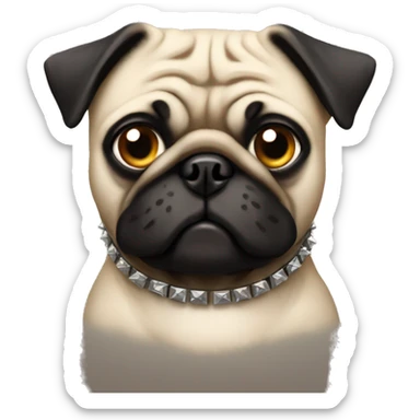 Pug with a spiked collar sticker