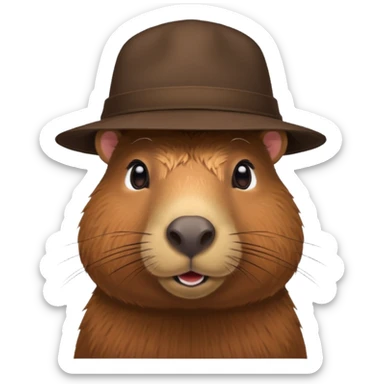 Realistisk Capybara med hat sticker