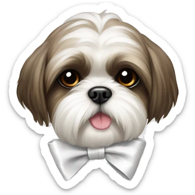 shihtzu with white ribbon sticker