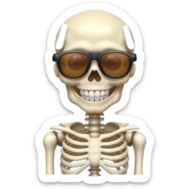 cool skeleton smiling like a rockstar with suntglases sticker