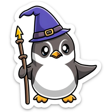 penguin wizard sticker