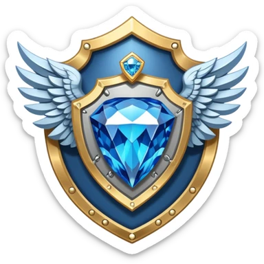 Shield with wings and a big blue diamond in the center and VIP label sticker