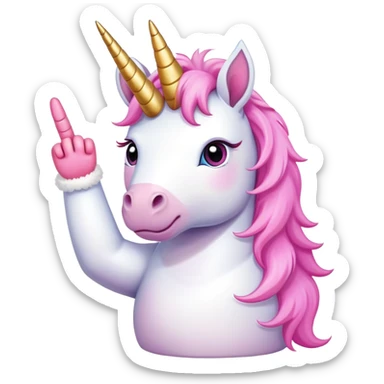 unicorn with a pink middle finger sticker
