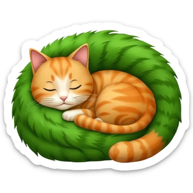 Curled Sleeping Cat green sticker