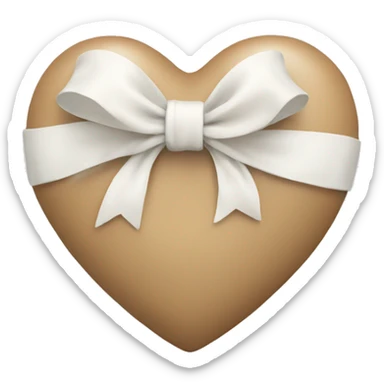beige heart with white bow sticker