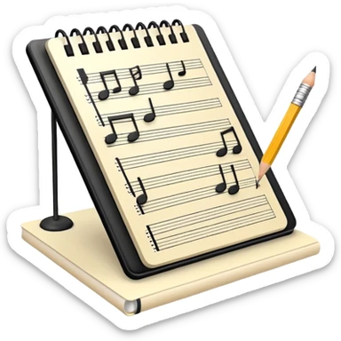 music score notebook with stand sticker