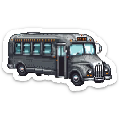 vintage greyhound coach bus from 1950s, pixel art style sticker
