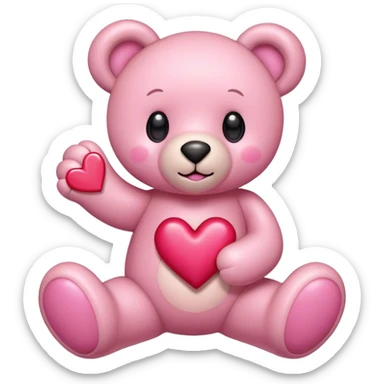 pink cute teddy bear sending hearts and love sticker