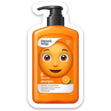 Orange shampoo in a rectangular package sticker