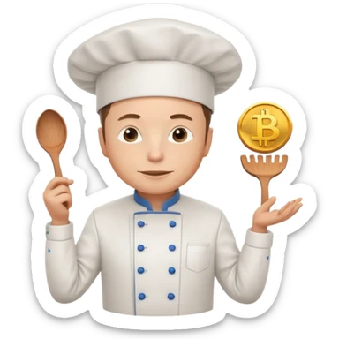 Elon Musk cooking Solana cryptocurrency, funny, kitchen, crypto theme sticker