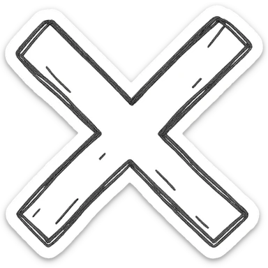 hand-drawn outlined X icon for 'no' or 'close' sticker