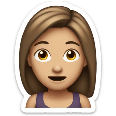 Woman saying ugh with brown hair light skin sticker