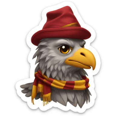 Griffin with gryffindor scarf and hat Hogwarts sticker