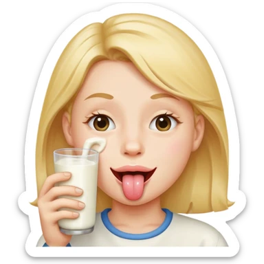 Winky face with tongue out and milk on chin sticker