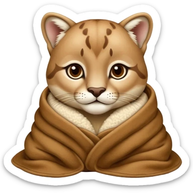Cozy puma cougar cub in blanket sticker