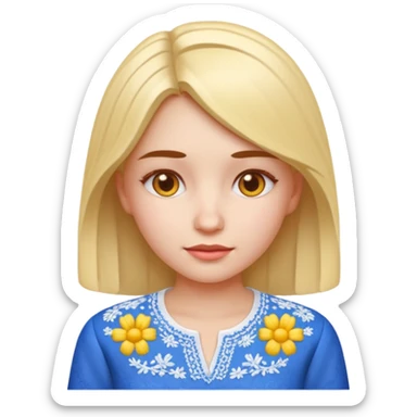 Girl in a Ukrainian white embroidered shirt, 3D Emoji sticker