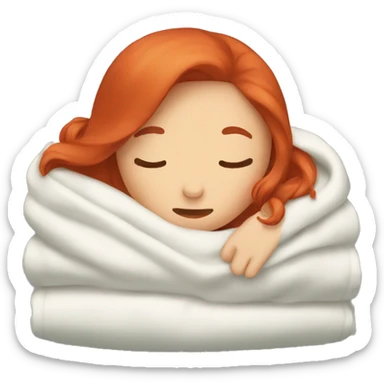 Girl with red hair sleeping in blanket sticker