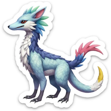Colorful Fruity Pastel Warm-colored Tropical Exotic Vernid-Sergal-Trico-Silvally-Nargacuga-fusion-hybrid-animal-creature, full body sticker