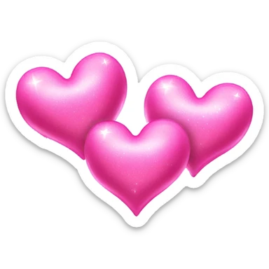 3 pink hearts and some sparkles, no faces sticker