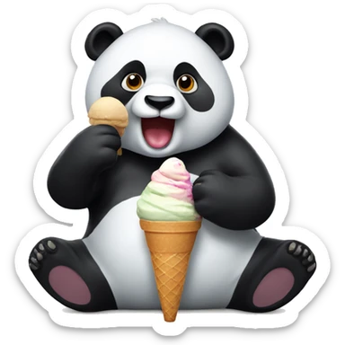 Panda eating ice cream sticker