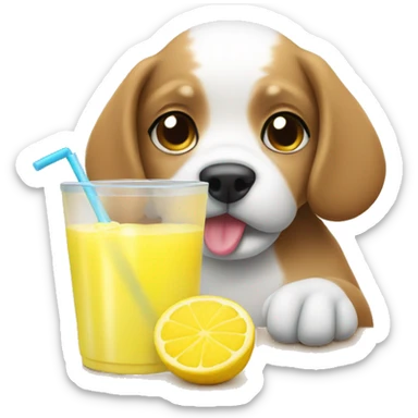 Cute dog drinking lemonade  sticker