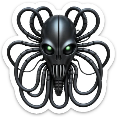 tangled black cables creating a dark biomechanical creature, Giger style sticker