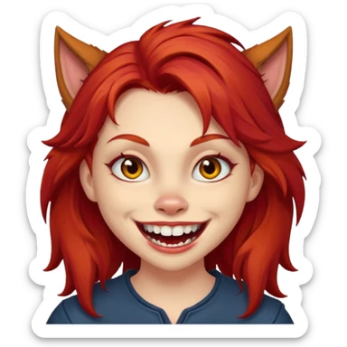 Werewolf red hair girl with a smile sticker