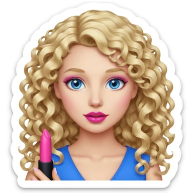 açık tenli  uzun kıvırcık sarı saçlı mavi gözlü   dudak rengi pembe yetişkin kadın sadece yüz emojisi sticker