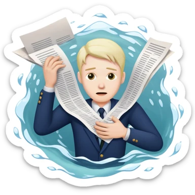 un homme avec qui est noyer sous les papiers sticker