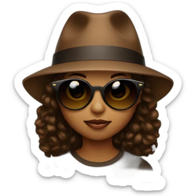 A brown child with a mask, sunglasses and a fashionable hat sticker