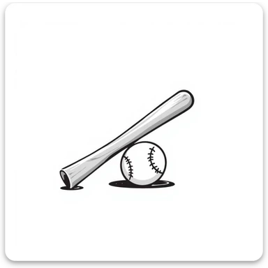 A baseball bat and ball, simple, clean lines, sporty sticker