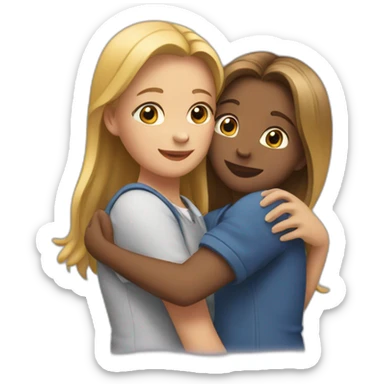 two girls hugging each other sticker