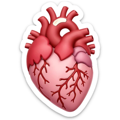 Anatomical heart, soft pink color from reference, light, iOS emoji style sticker