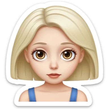 a female with white skin, big eyes, middle-length hair which is right at the shoulder sticker