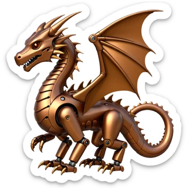 bronze robotic dragon sticker