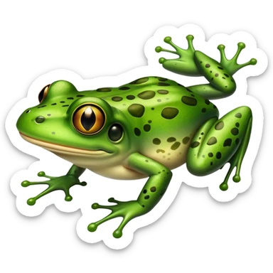 frog trying to catch a fly with tongue out and crossed eyes sticker