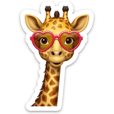 Giraffe with heart shape sunglasses sticker