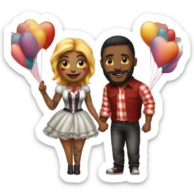 Romantic carnival date for beautiful tattooed couple sticker