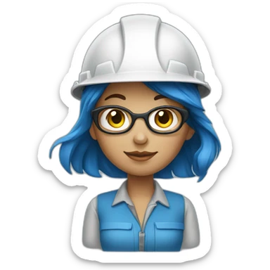 Civil engineer girl with azul hair sticker