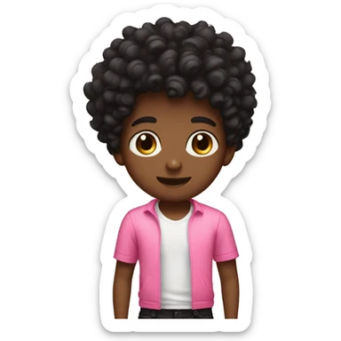 Curly hair boy with pink shorts and black shirt sticker