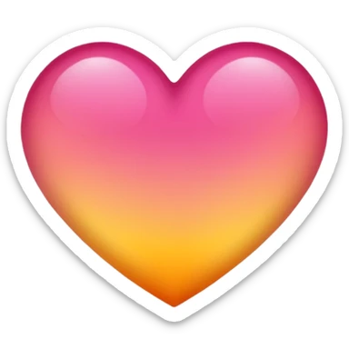 Yellow to orange to dark pink gradient heart sticker